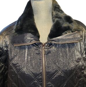 Vintage 80s/90s J Campton Siilver And Faux Fur Shimmery Jacket US Women's Size M